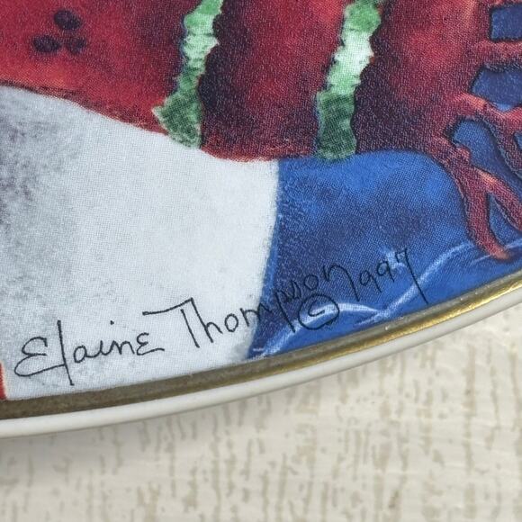 Vintage Elaine Thompson 1997 Snowman Serving Plate - Picture 2 of 8